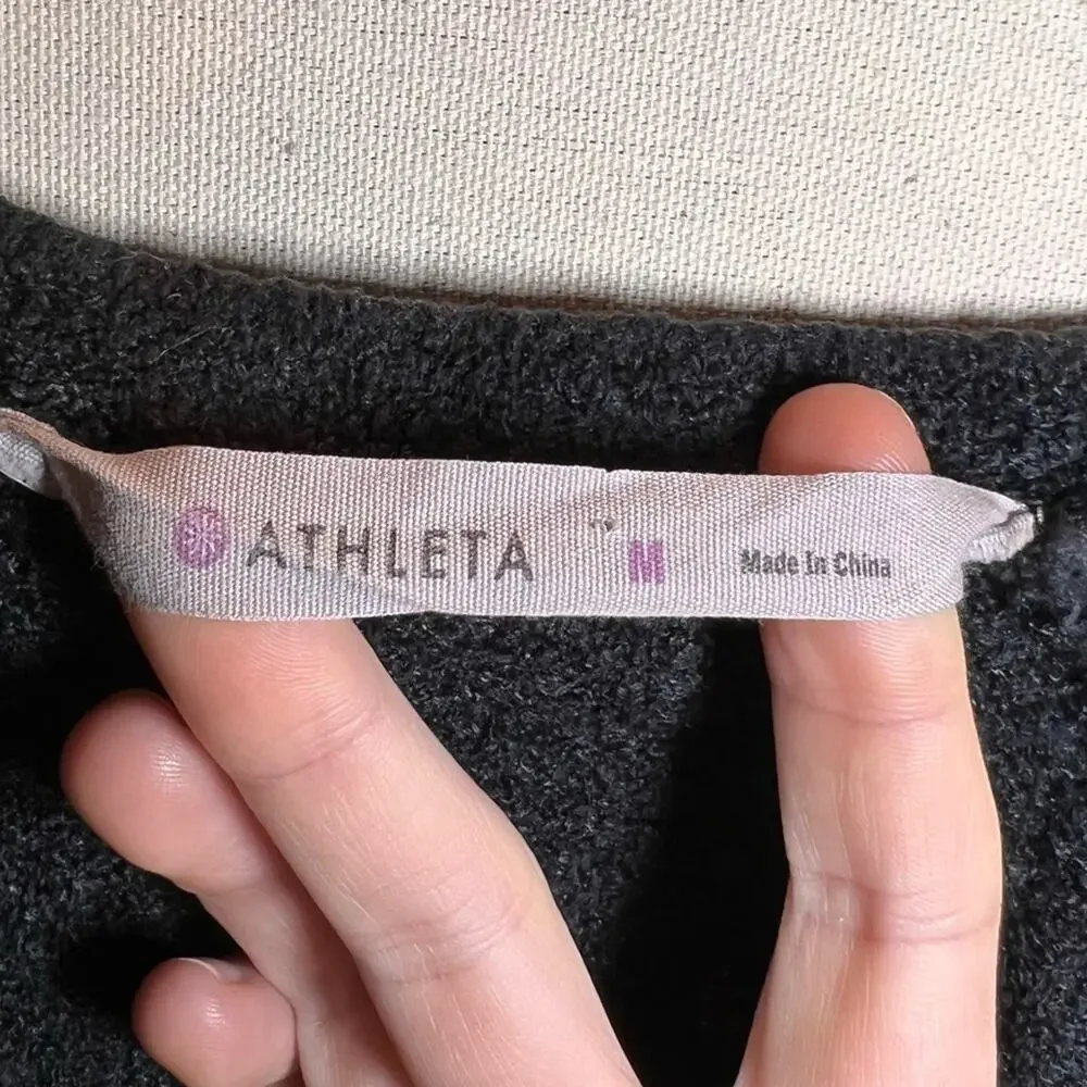 Athleta Cuddle Up Cozy Sweater Cowl Neck Long Sleeve Pullover Soft Knit Black - Picture 5 of 6